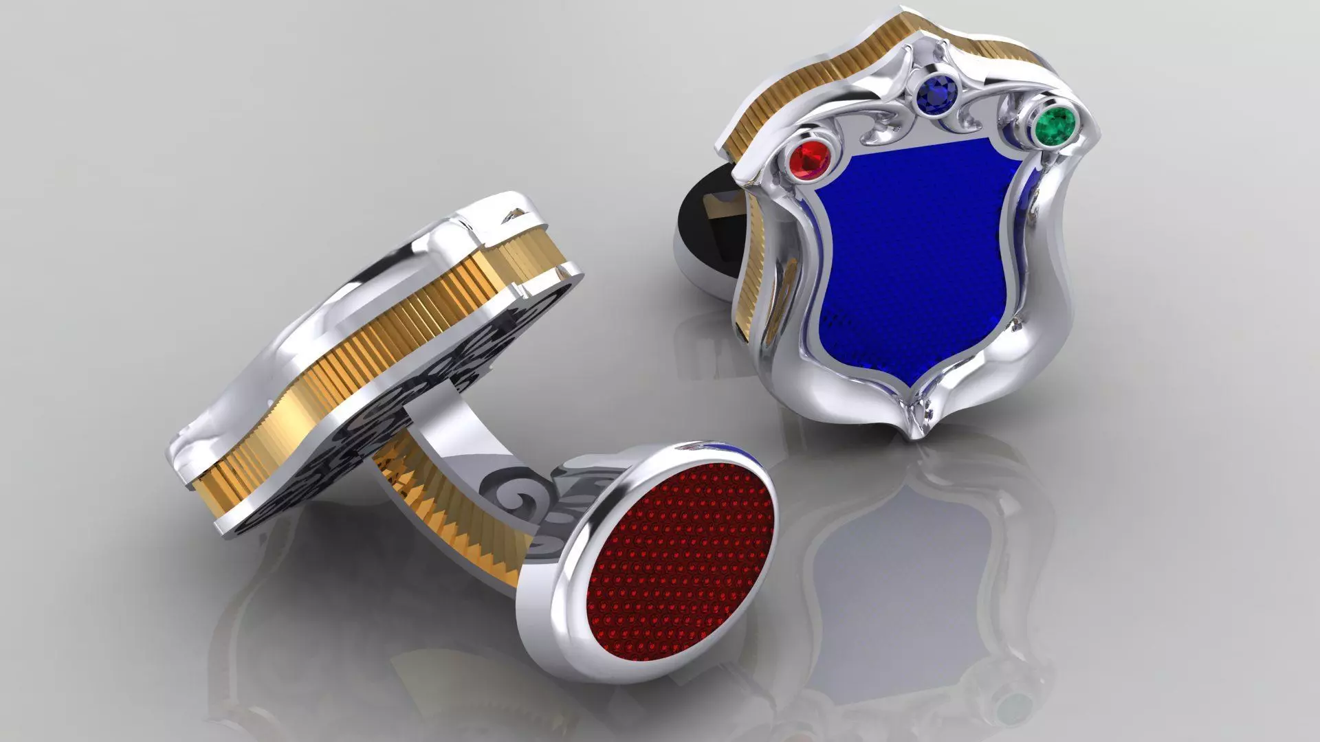 original Cufflinks with enamel and diamonds 3D print model_0