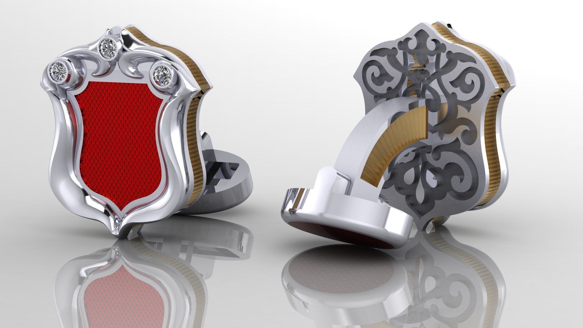 original Cufflinks with enamel and diamonds 3D print model_1