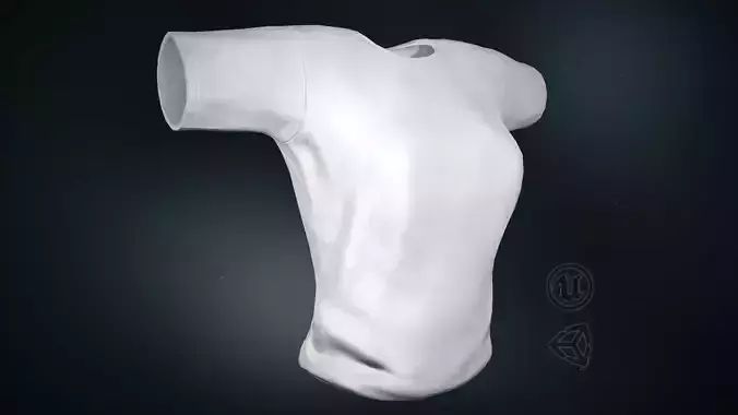 Women T-Shirt White Low-poly 3D model