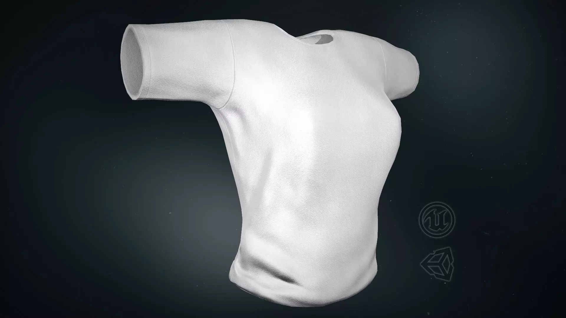 Women T-Shirt White Low-poly 3D model_0