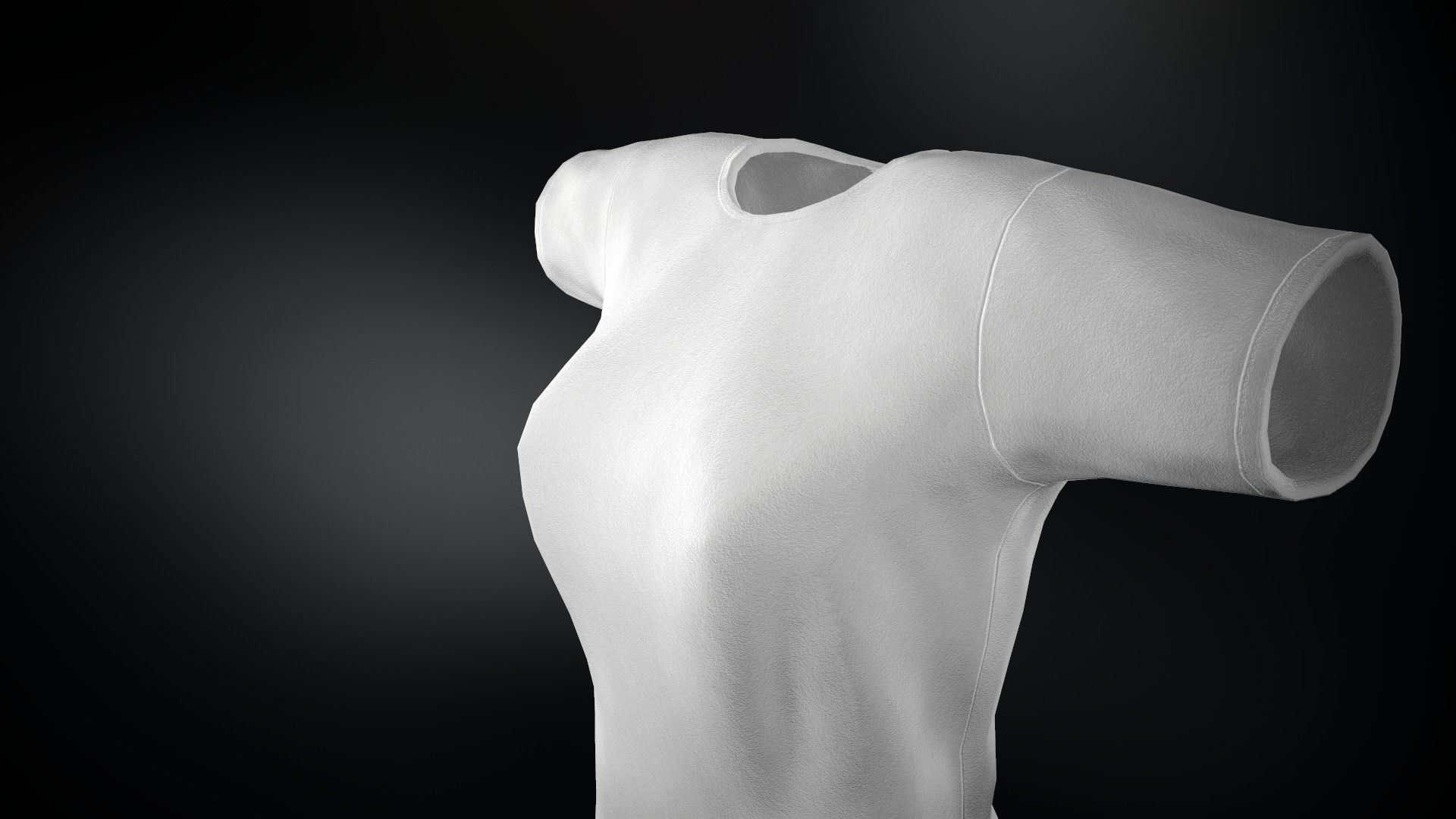 Women T-Shirt White Low-poly 3D model_4