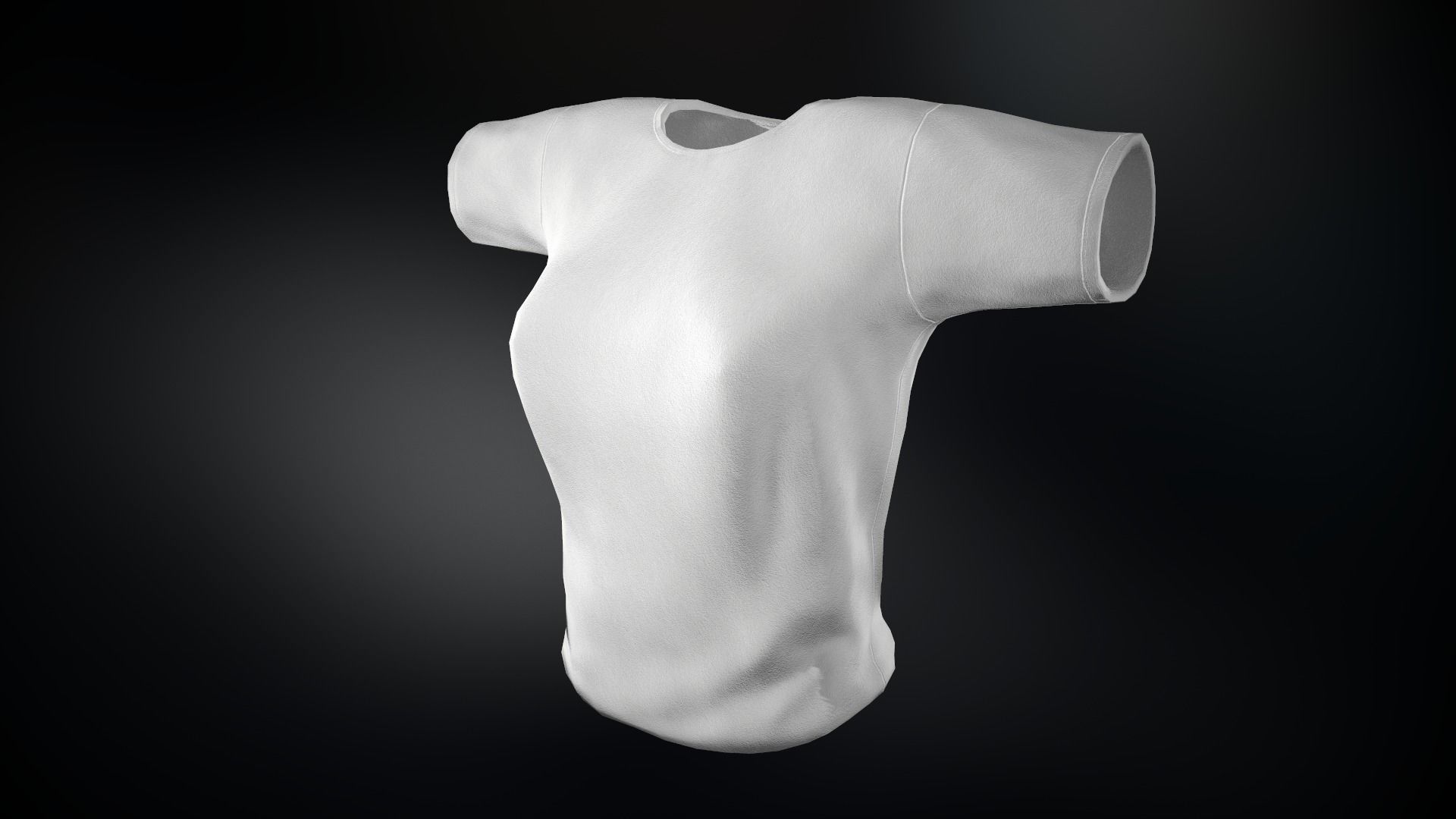 Women T-Shirt White Low-poly 3D model_2