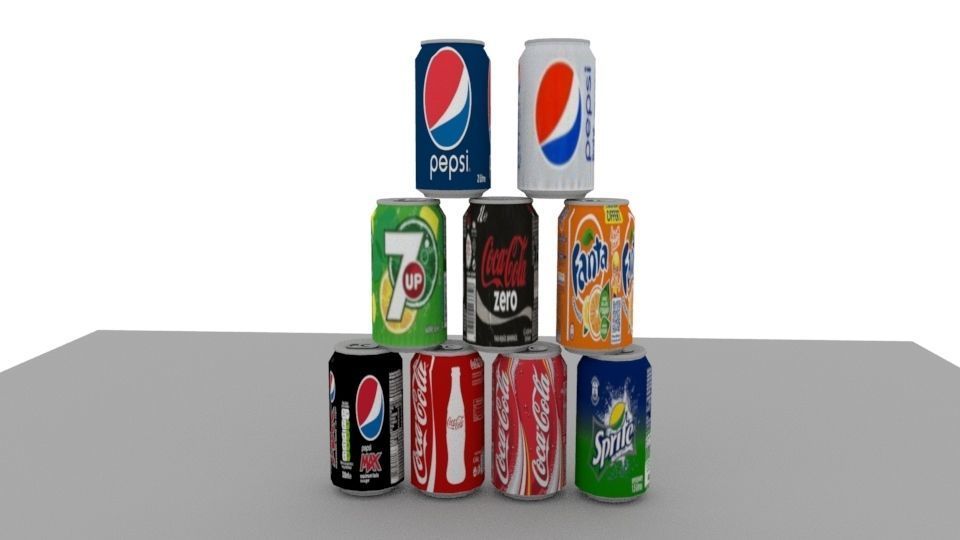 sodas pepsi cans stacked Low-poly 3D model_2