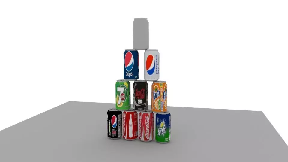sodas pepsi cans stacked Low-poly 3D model_0