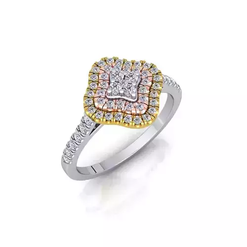 Three Fancy Halo Ring 