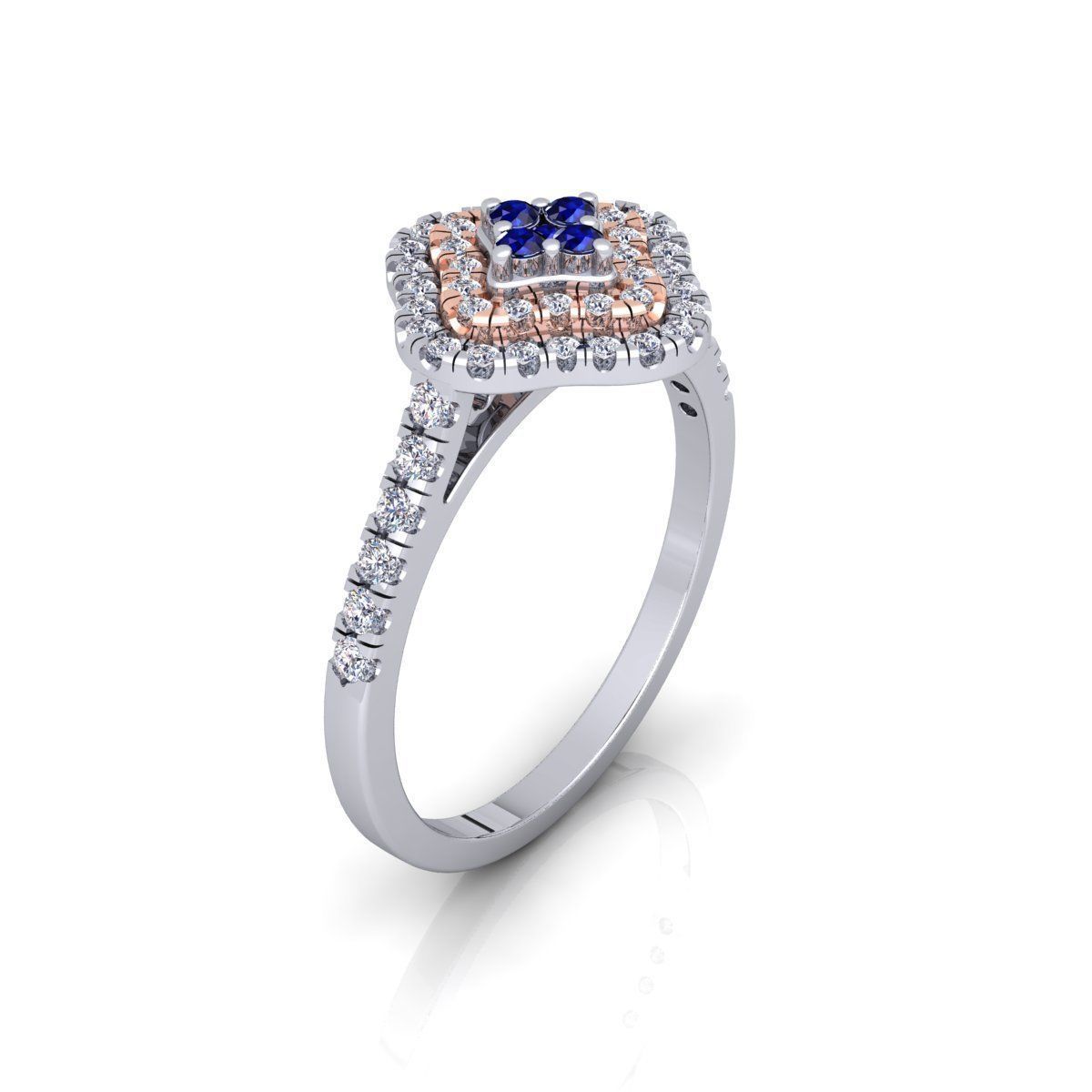 Double Square Halo Ring 3D print model_2