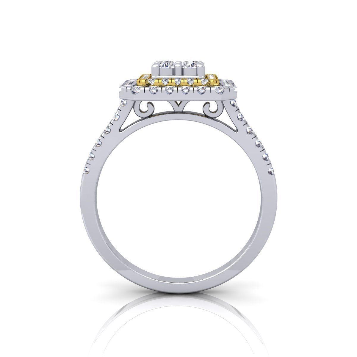 Double Square Halo Ring 3D print model_5