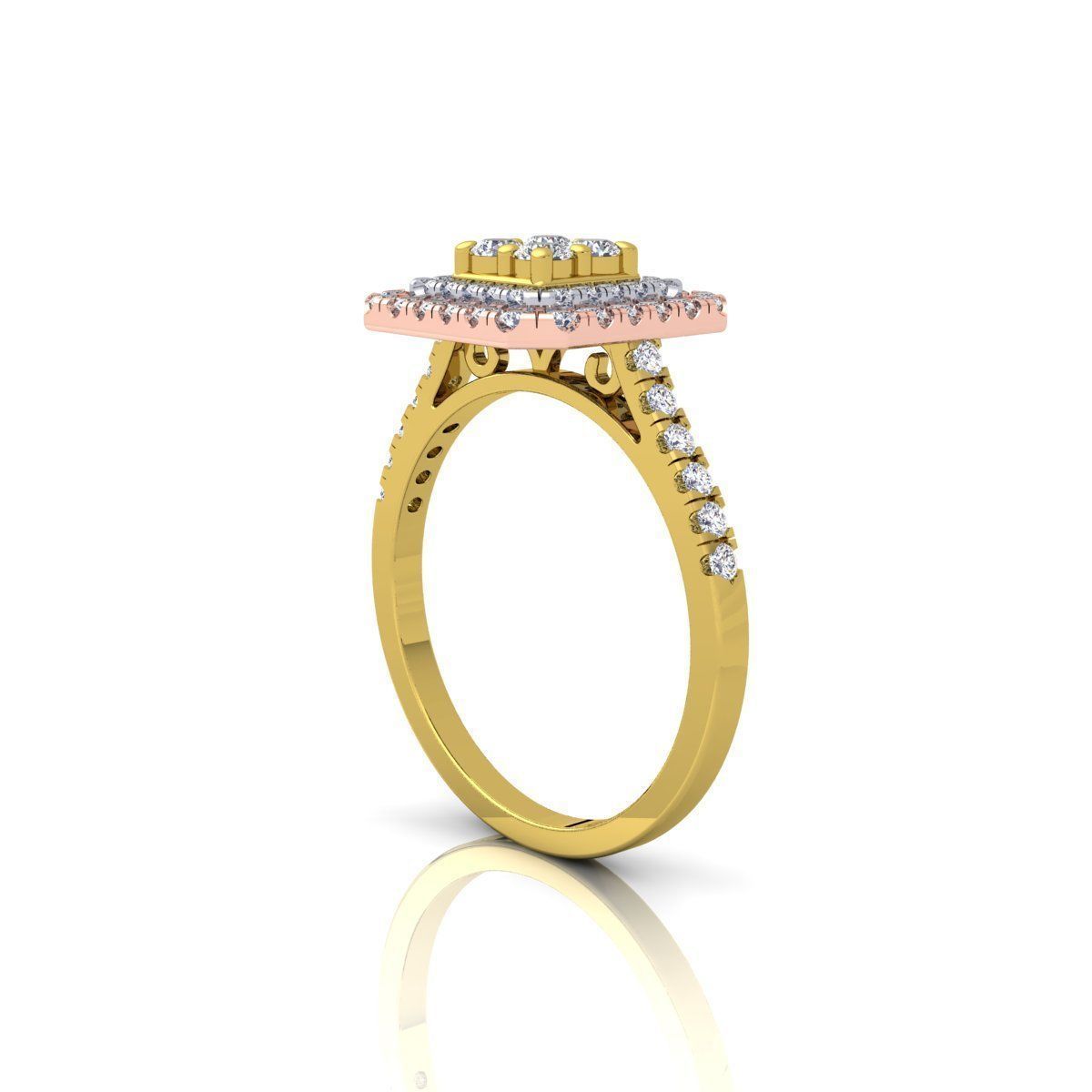 Double Square Halo Ring 3D print model_11