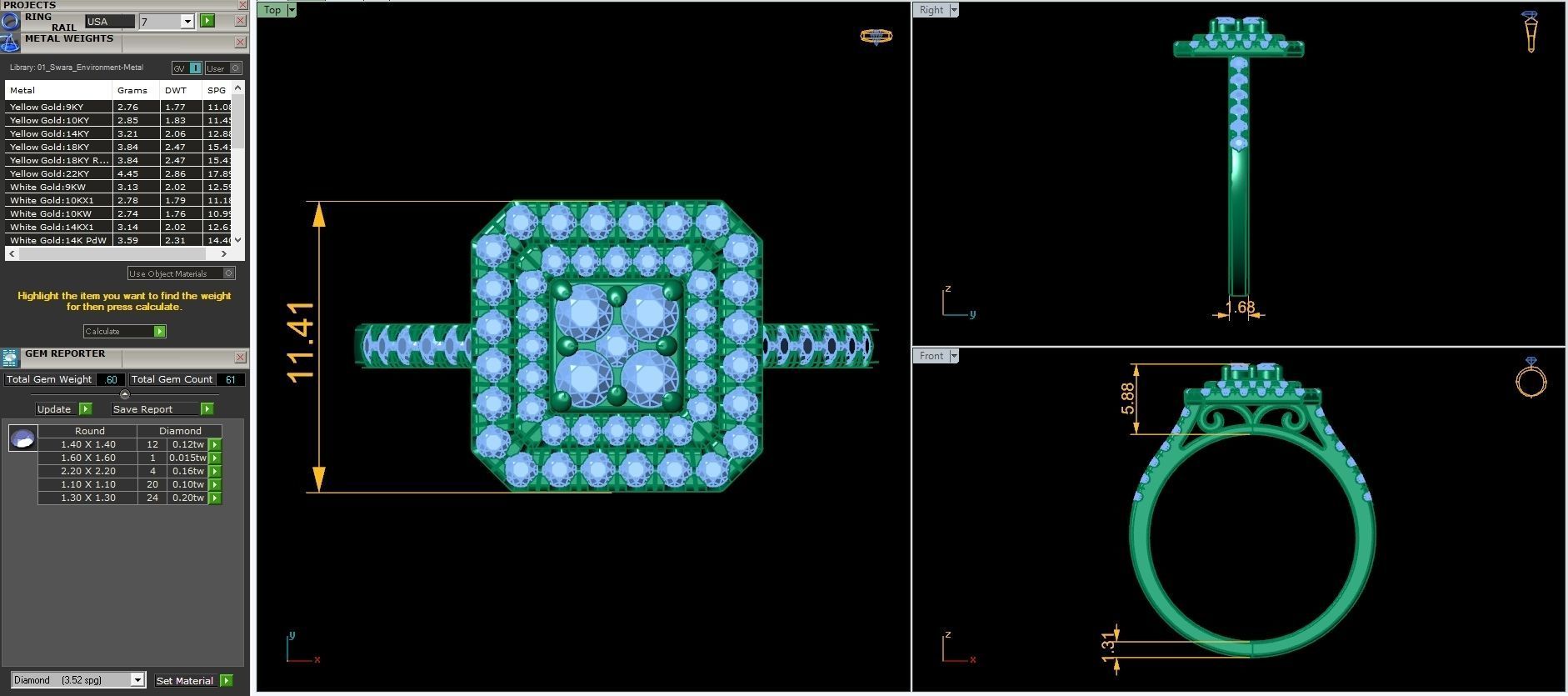 Double Square Halo Ring 3D print model_7