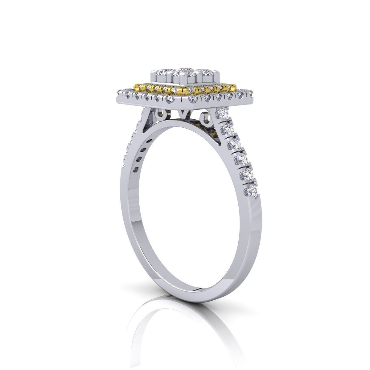 Double Square Halo Ring 3D print model_12