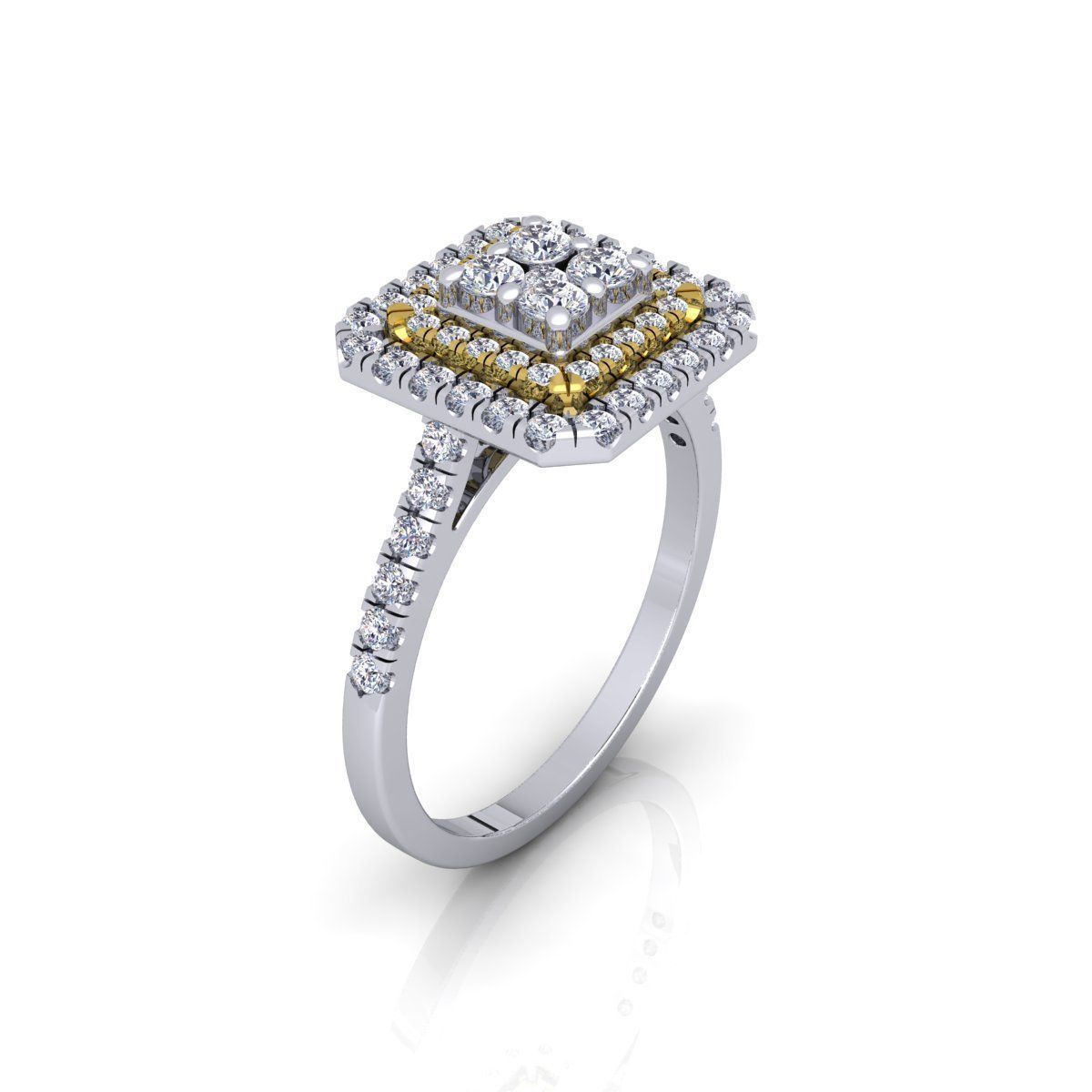 Double Square Halo Ring 3D print model_8