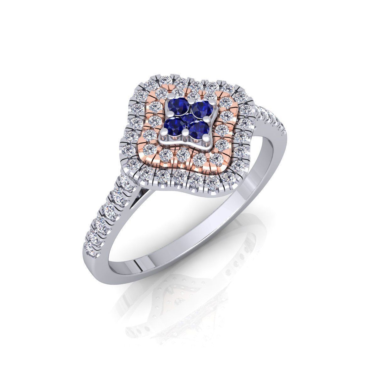 Double Square Halo Ring 3D print model_3