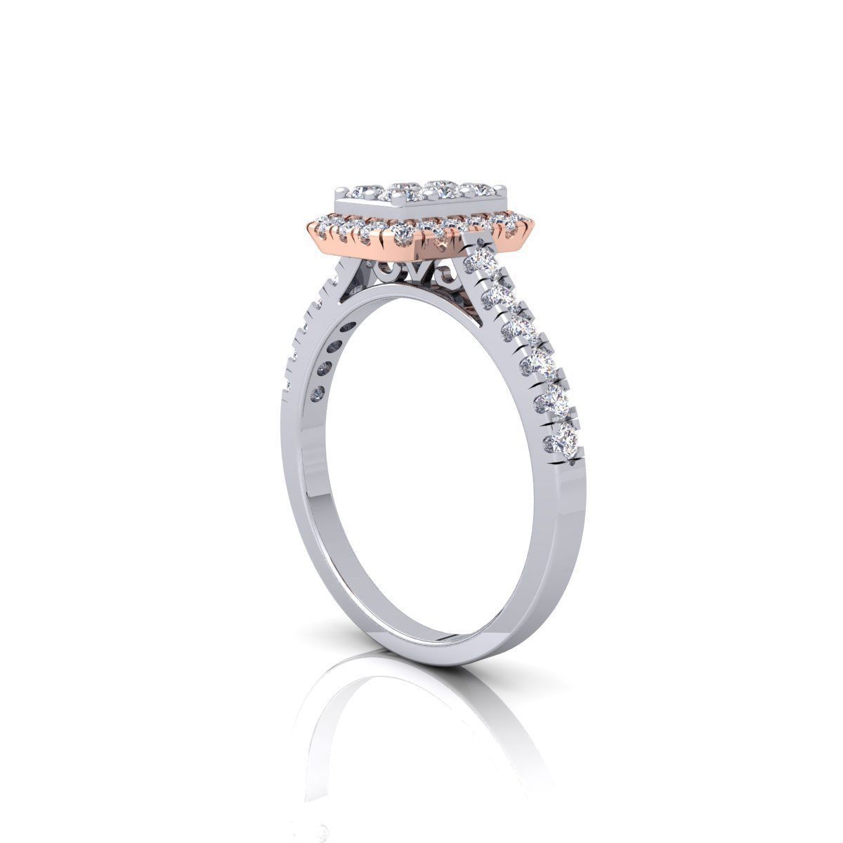 Emerald Halo Ring 3D print model_4