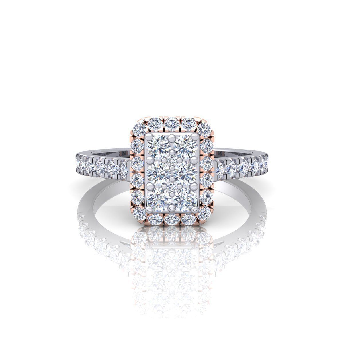 Emerald Halo Ring 3D print model_1