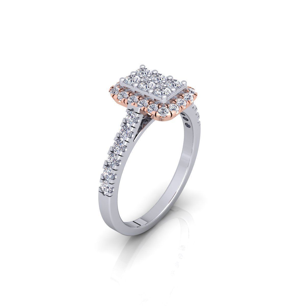 Emerald Halo Ring 3D print model_9