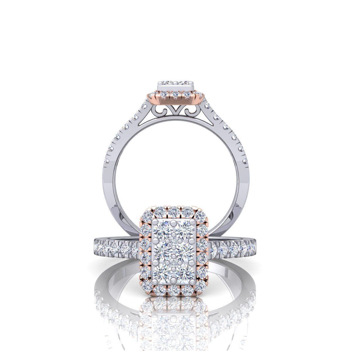 Emerald Halo Ring 3D print model_5