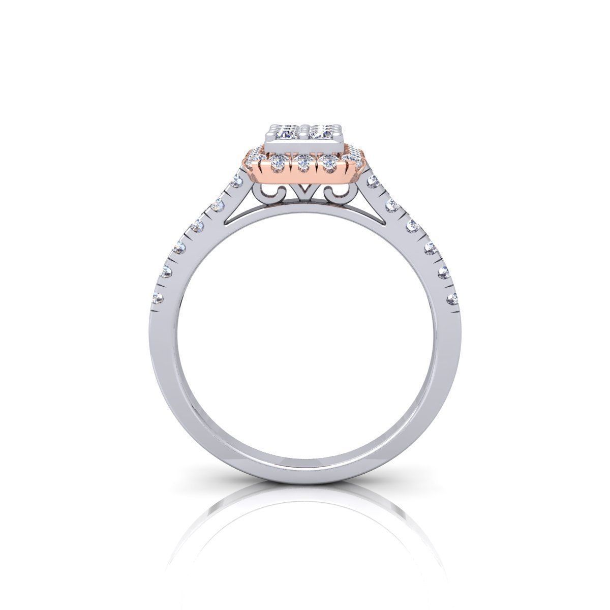 Emerald Halo Ring 3D print model_6