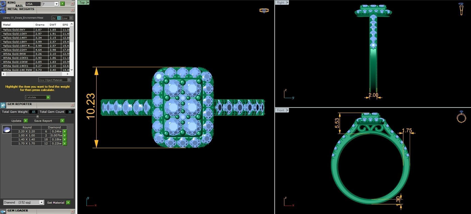 Emerald Halo Ring 3D print model_7