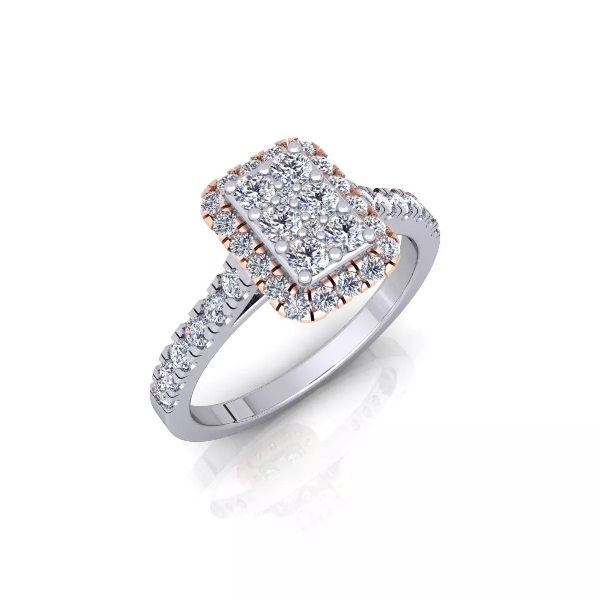 Emerald Halo Ring 3D print model_0