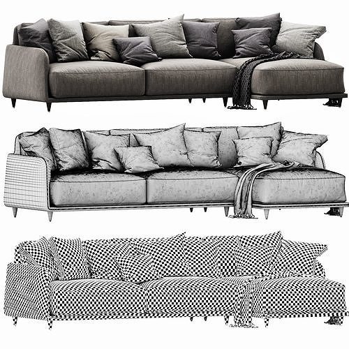 Ditre Italia Elliot Chaise Lounge 3D model 4