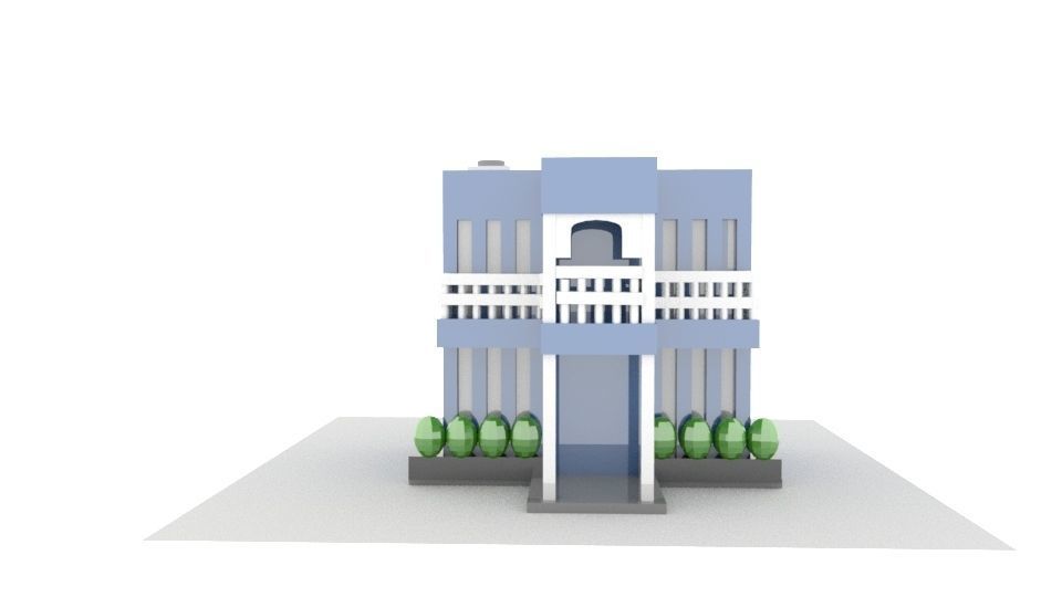 Villa building Low-poly 3D model_1
