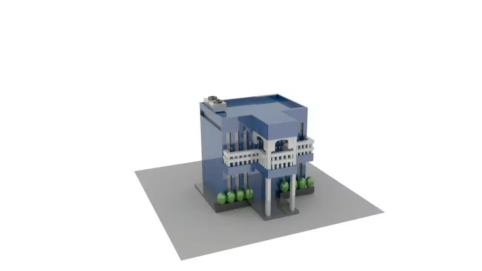 Villa building Low-poly 3D model_0
