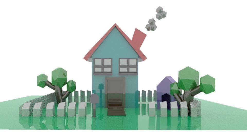 House Low-poly 3D model_2