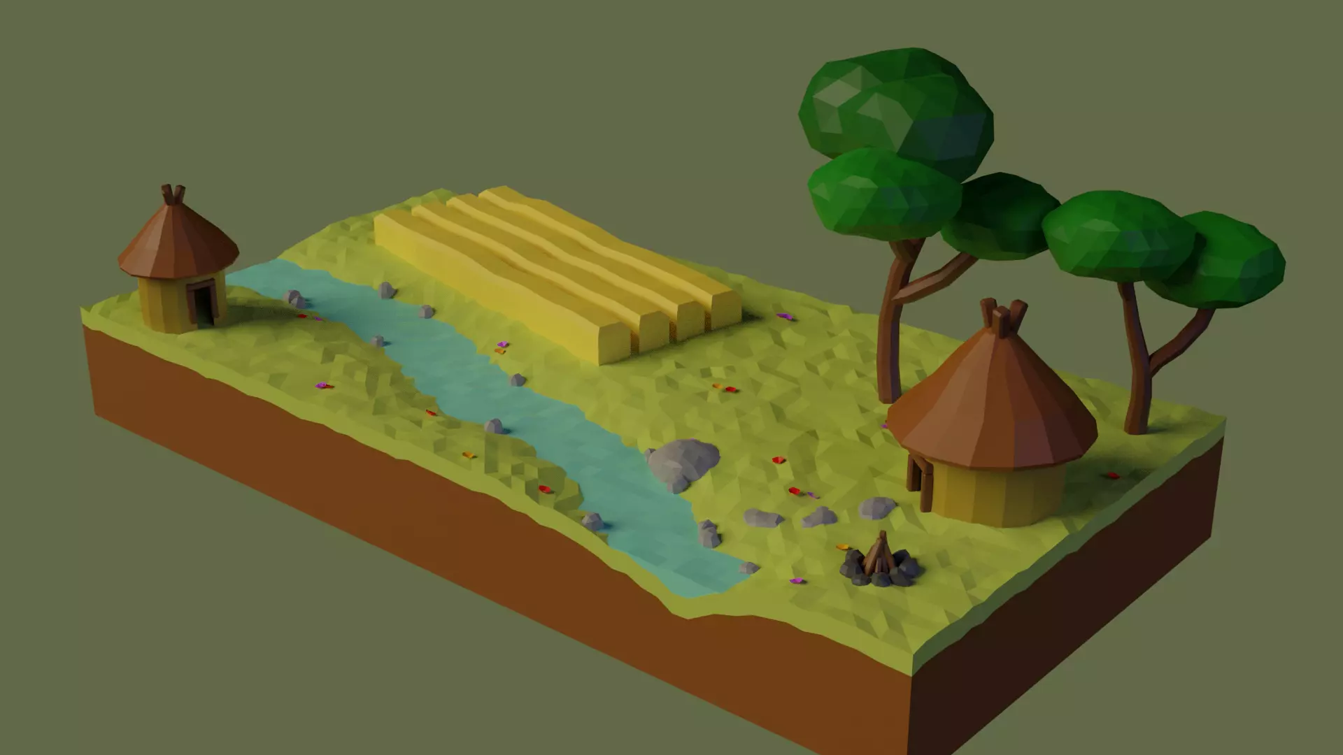 Primitive Board Low-poly 3D model