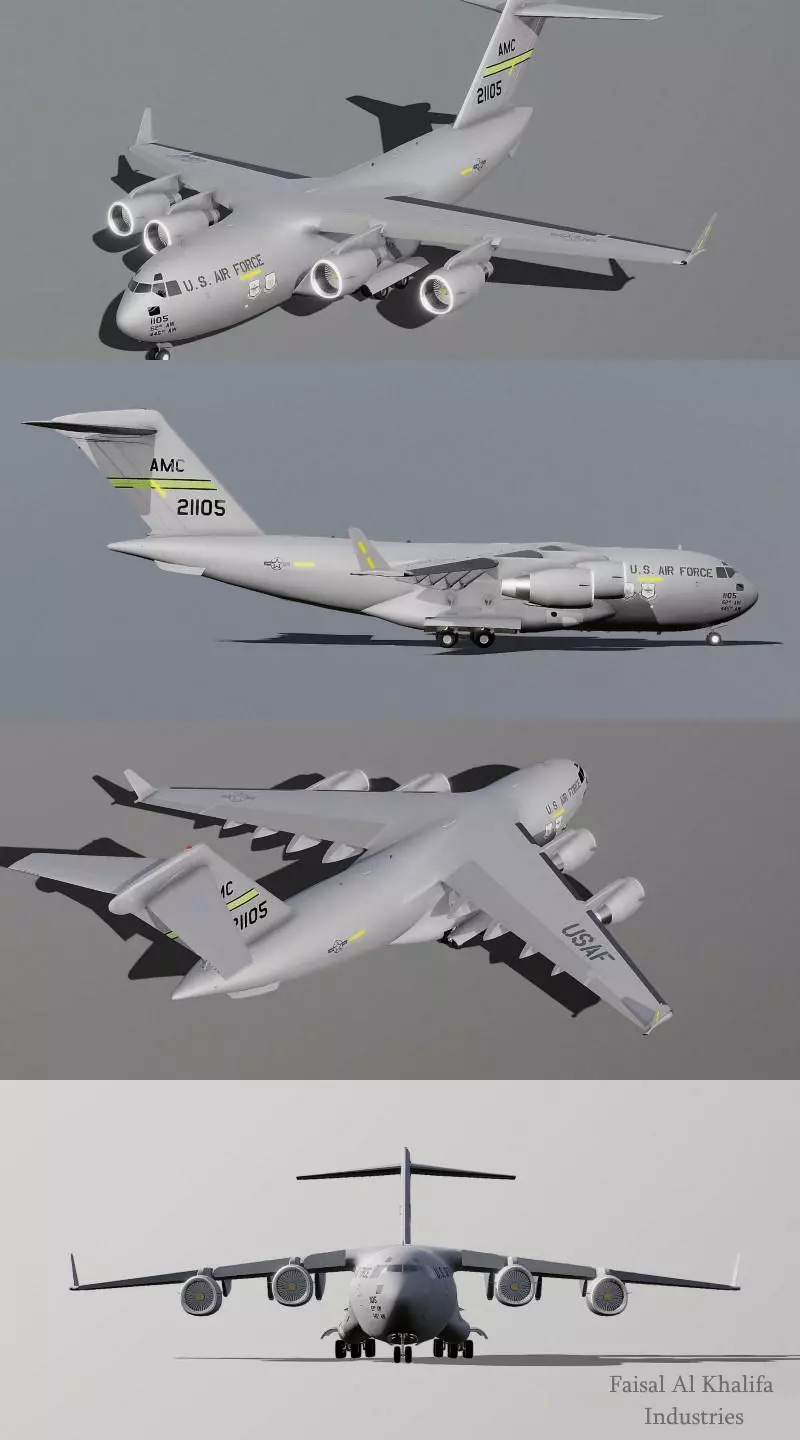 Boeing C-17 Globemaster III Low-poly 3D model_0