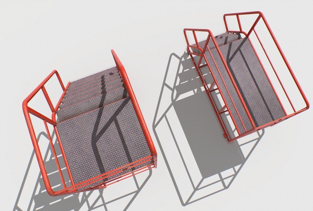Industrial Warehouse Stairs Low-poly 3D model_13
