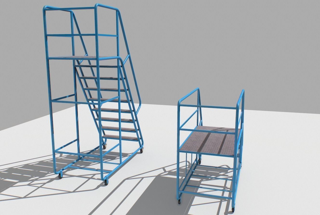 Industrial Warehouse Stairs Low-poly 3D model_8