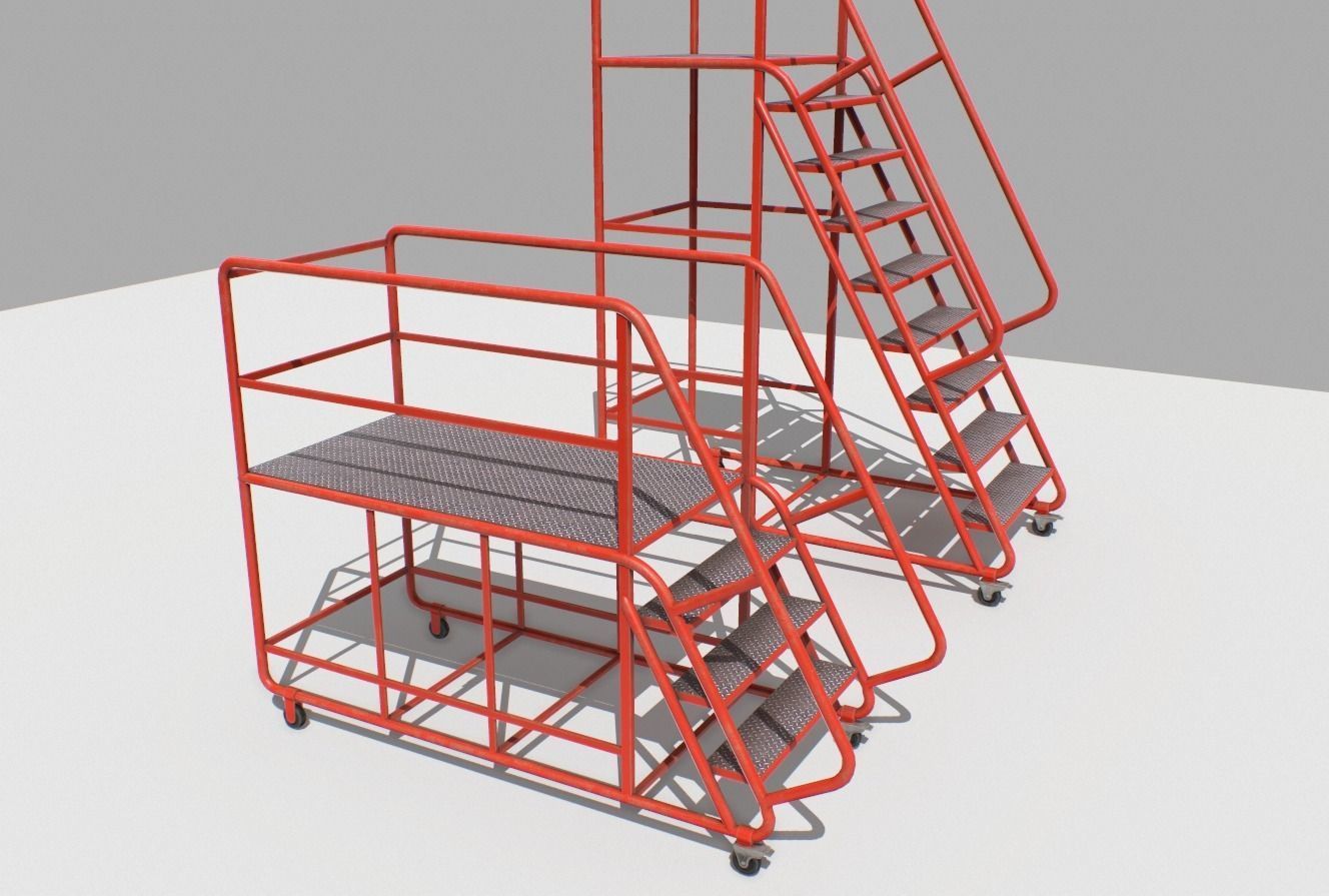 Industrial Warehouse Stairs Low-poly 3D model_11