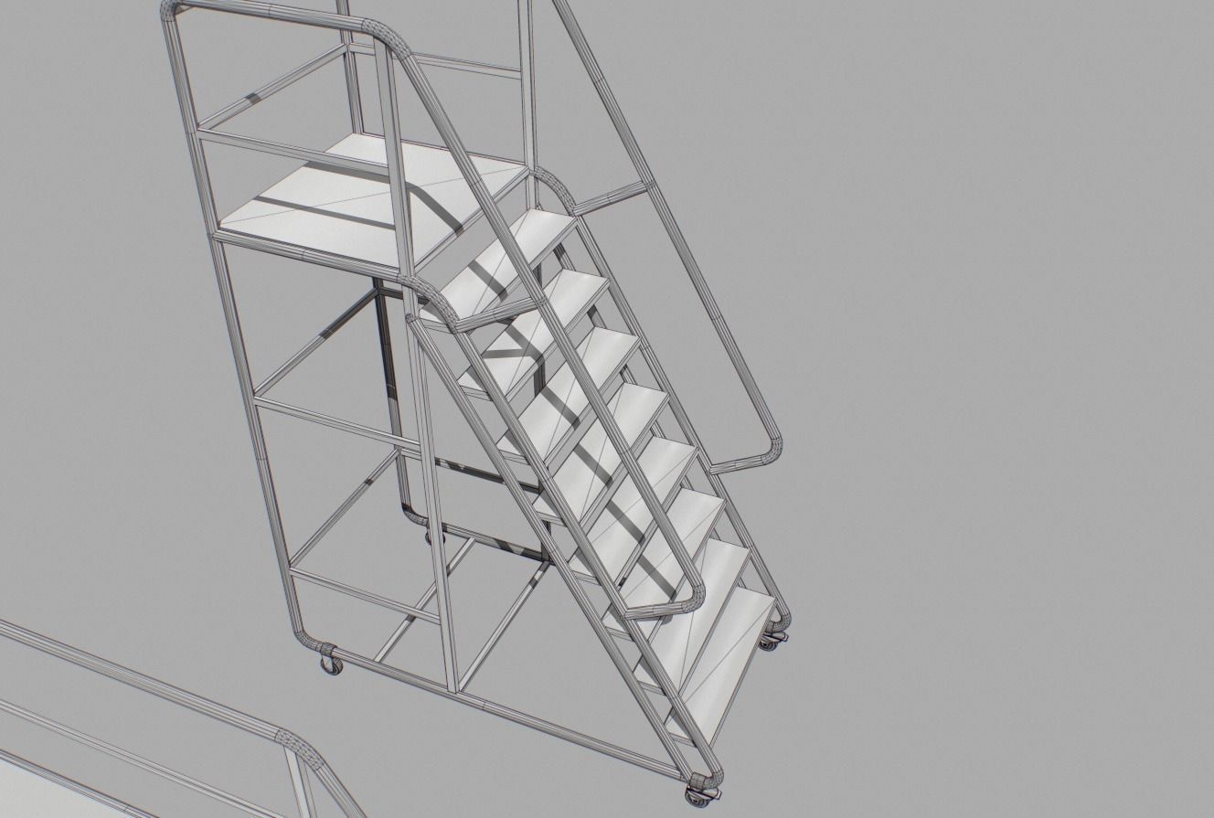 Industrial Warehouse Stairs Low-poly 3D model_15