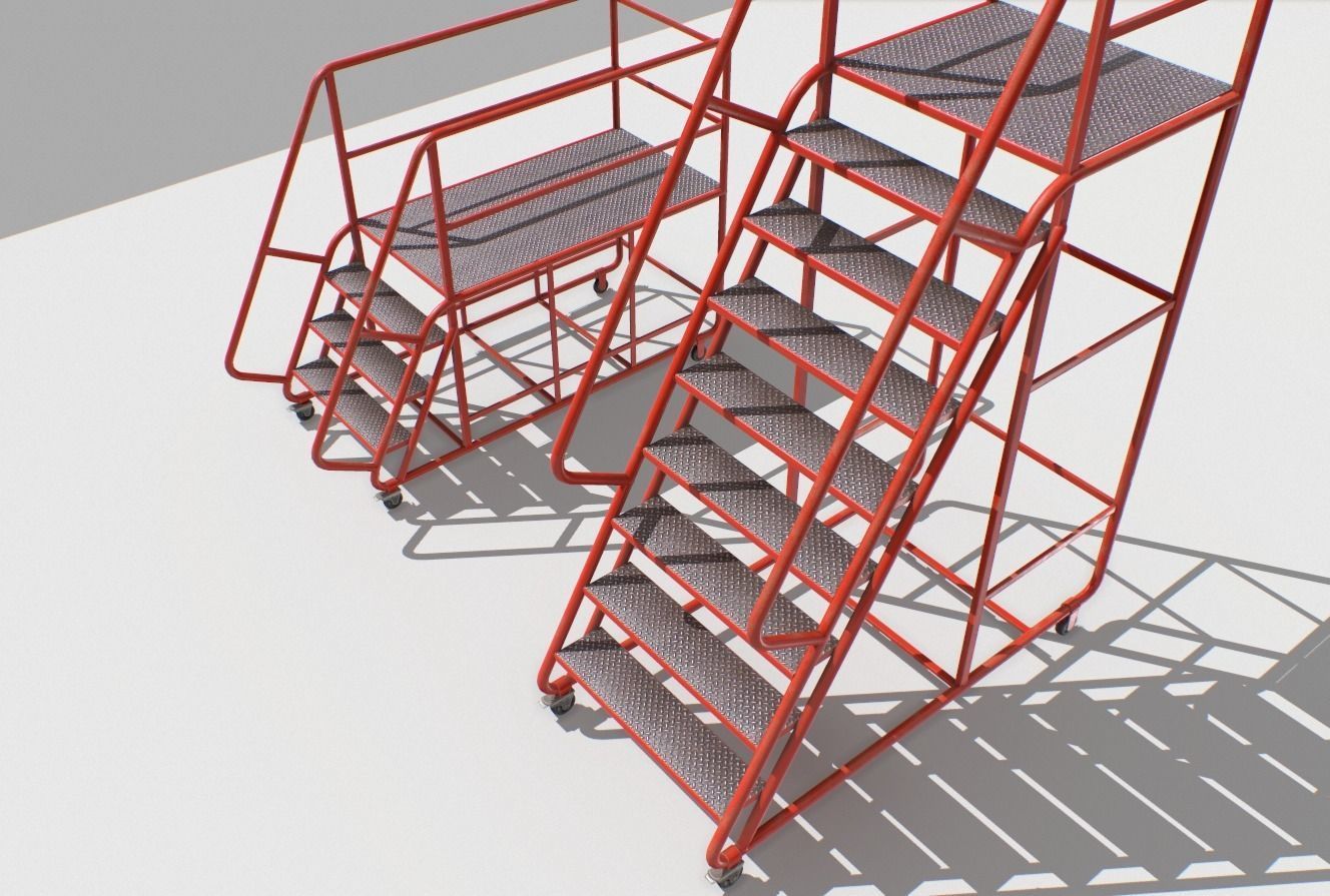 Industrial Warehouse Stairs Low-poly 3D model_12