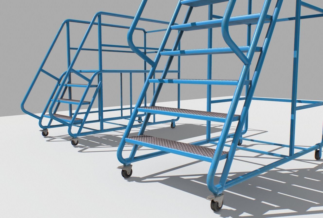 Industrial Warehouse Stairs Low-poly 3D model_9