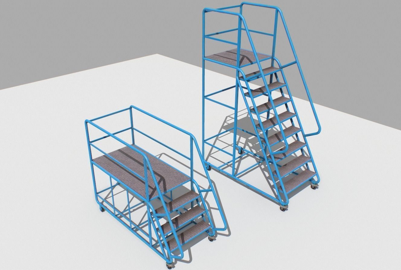 Industrial Warehouse Stairs Low-poly 3D model_4
