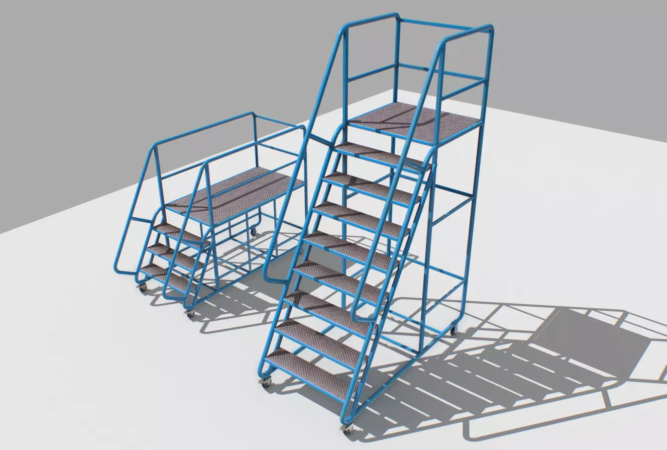 Industrial Warehouse Stairs Low-poly 3D model_0