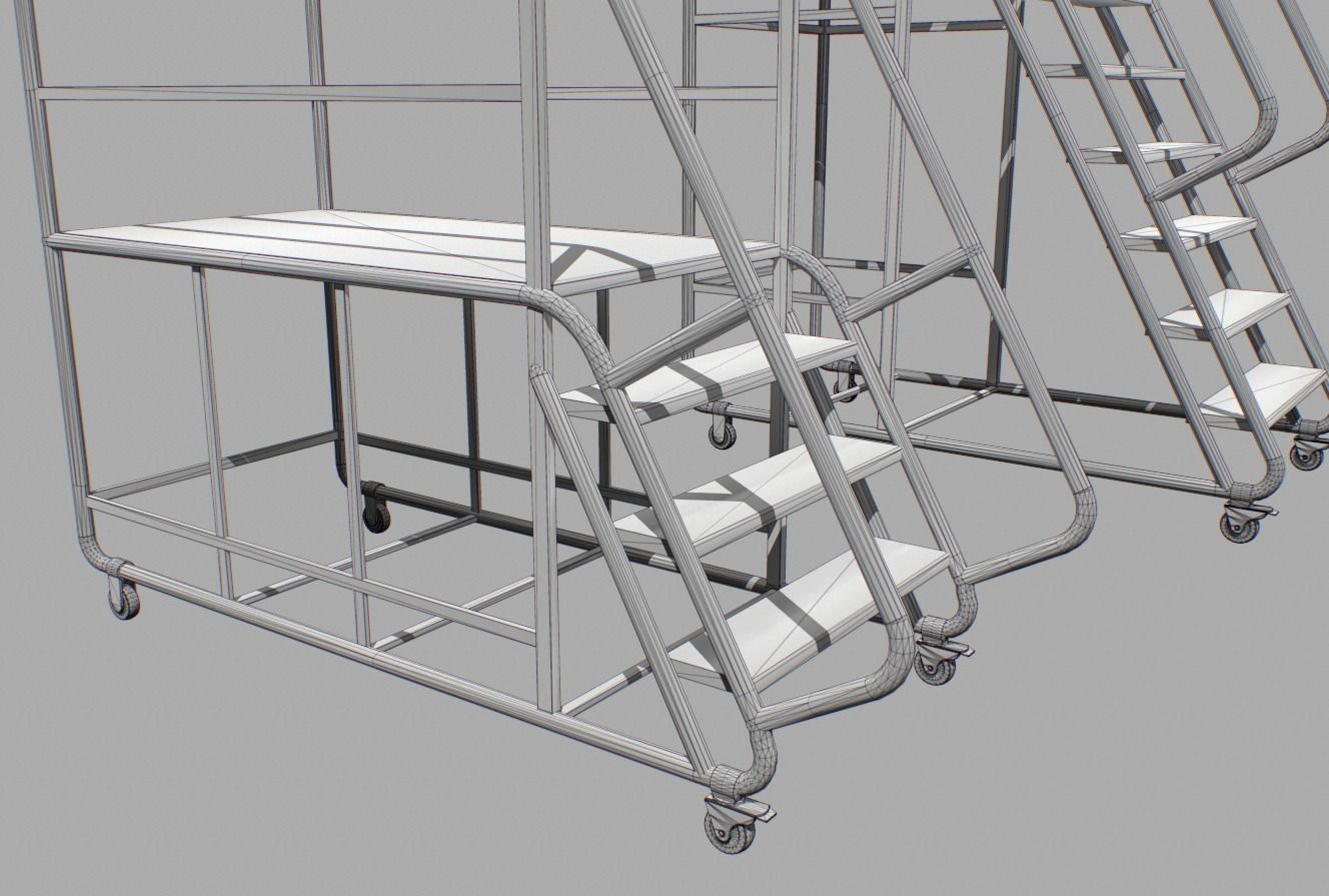Industrial Warehouse Stairs Low-poly 3D model_14