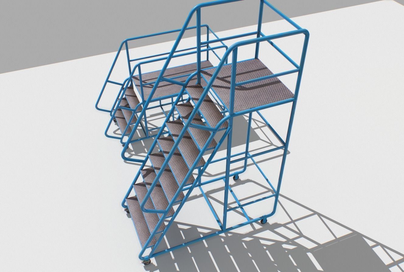 Industrial Warehouse Stairs Low-poly 3D model_6