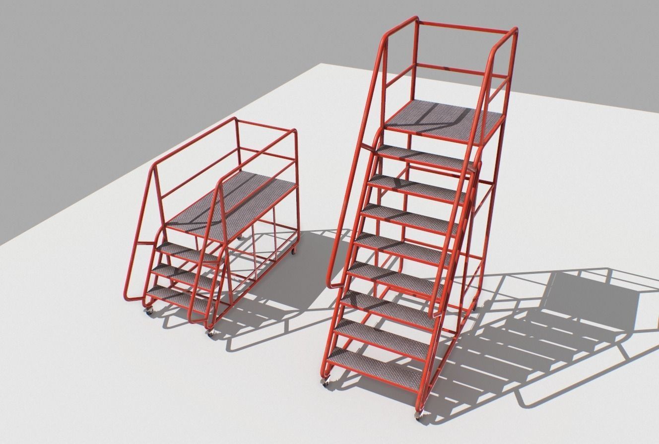 Industrial Warehouse Stairs Low-poly 3D model_3