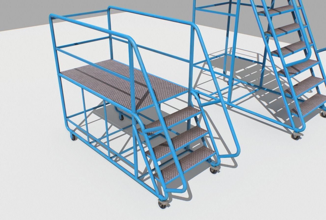 Industrial Warehouse Stairs Low-poly 3D model_5