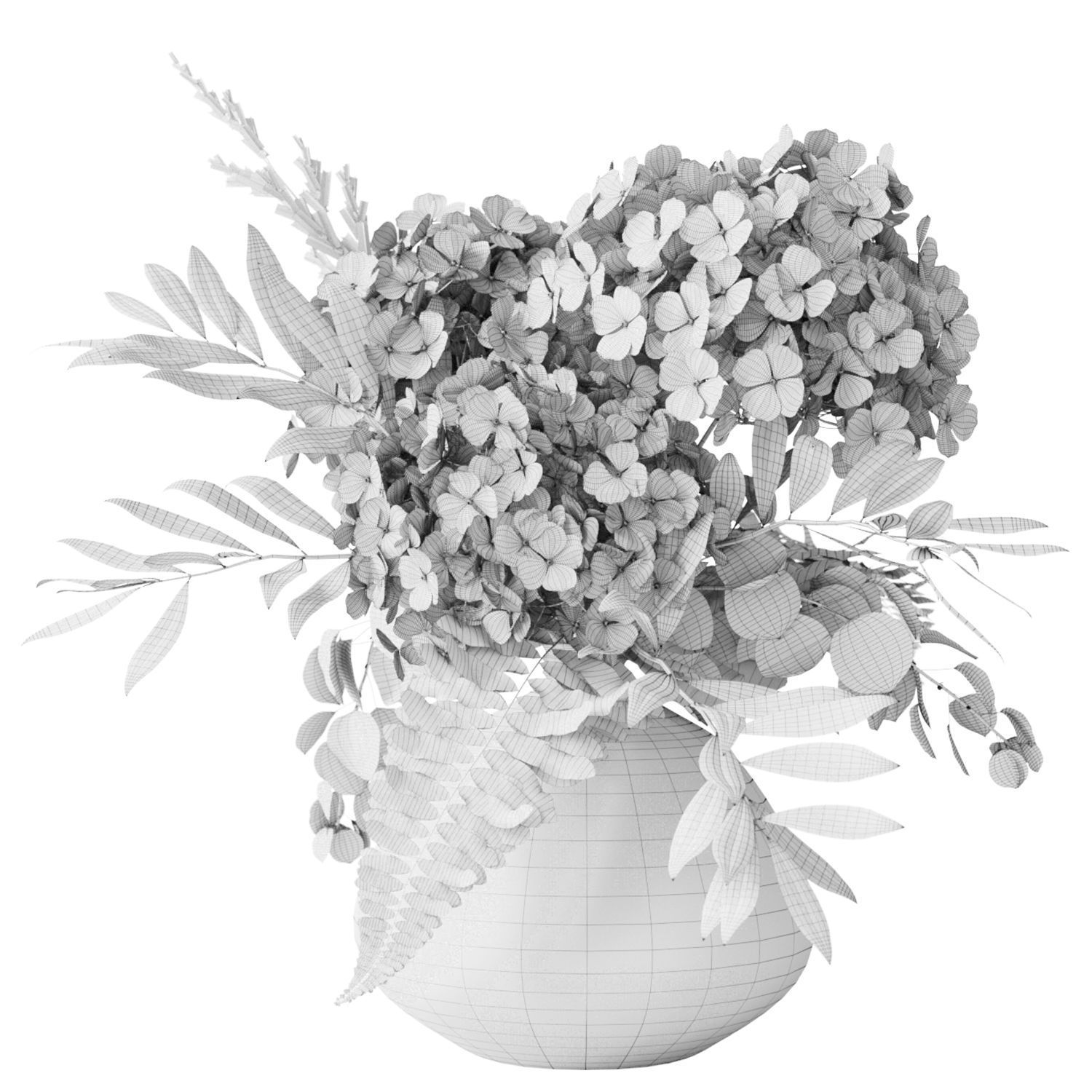 Green Hydrangea 3D model_7