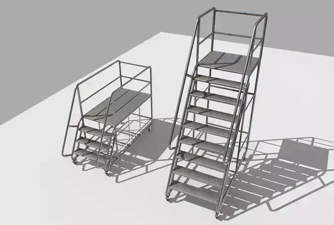 Industrial Warehouse Stair Low-poly 3D model
