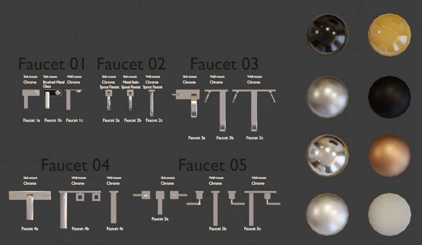 Faucet Set 1 - 15 Faucet Models 3D model_3