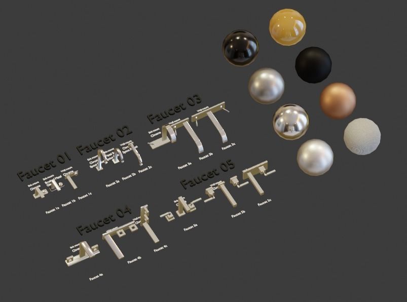 Faucet Set 1 - 15 Faucet Models 3D model_2