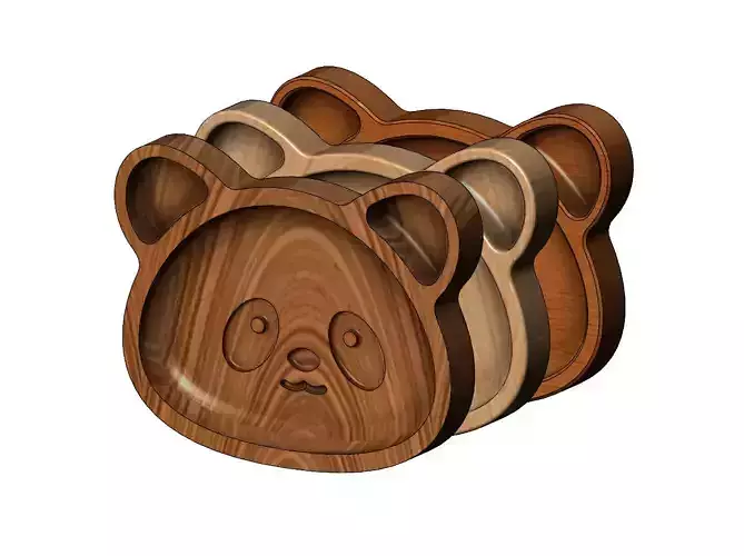 Panda wooden bowl 3D print model