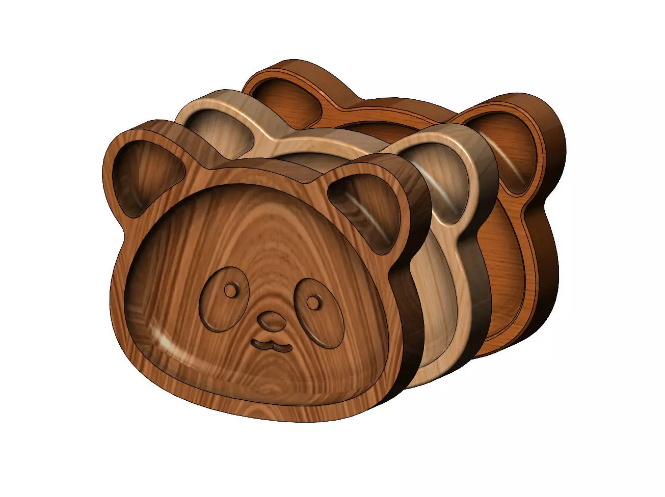 Panda wooden bowl 3D print model_0