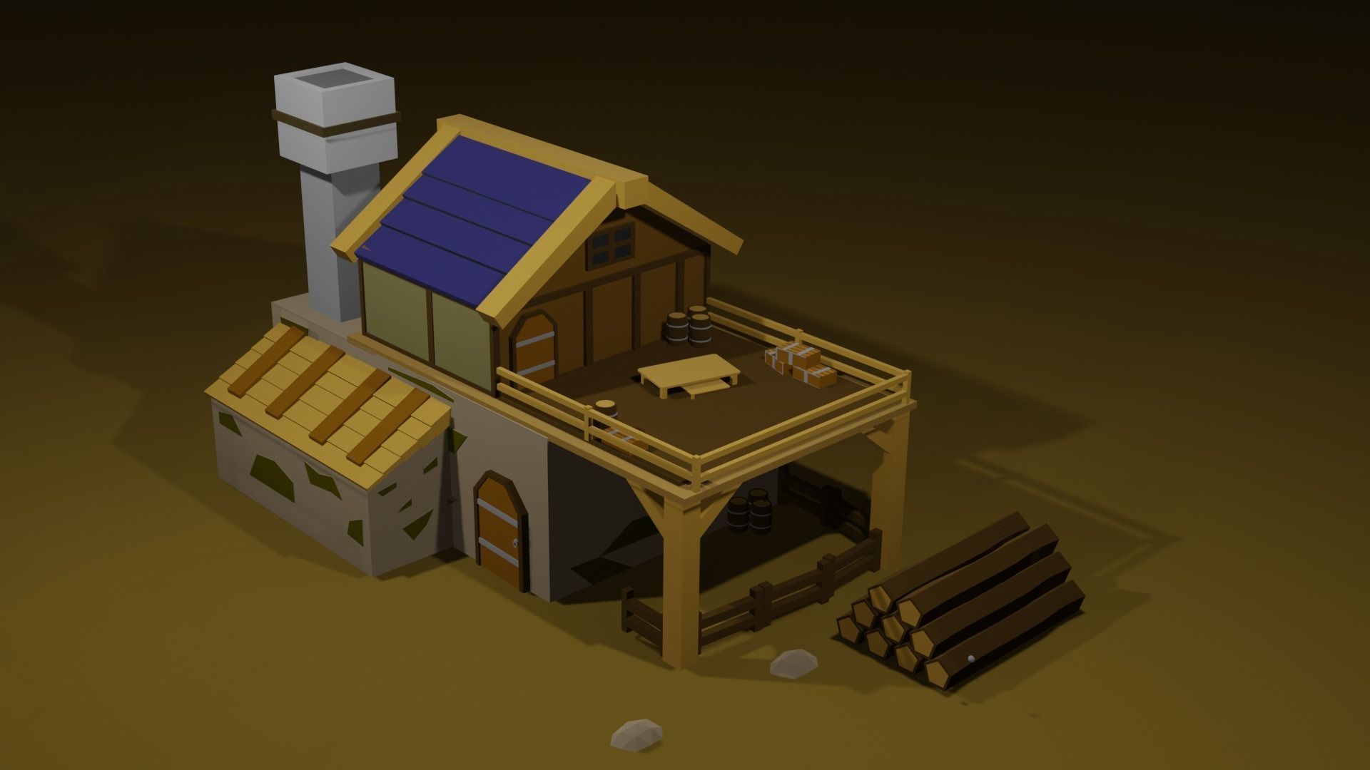 Forest houses Low-poly 3D model_3