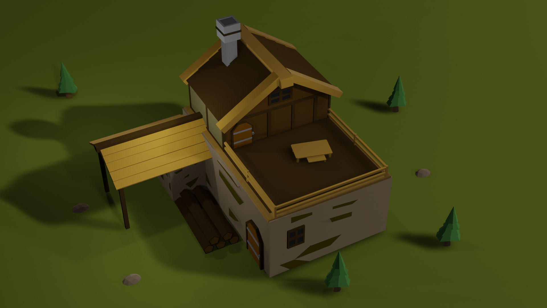 Forest houses Low-poly 3D model_6