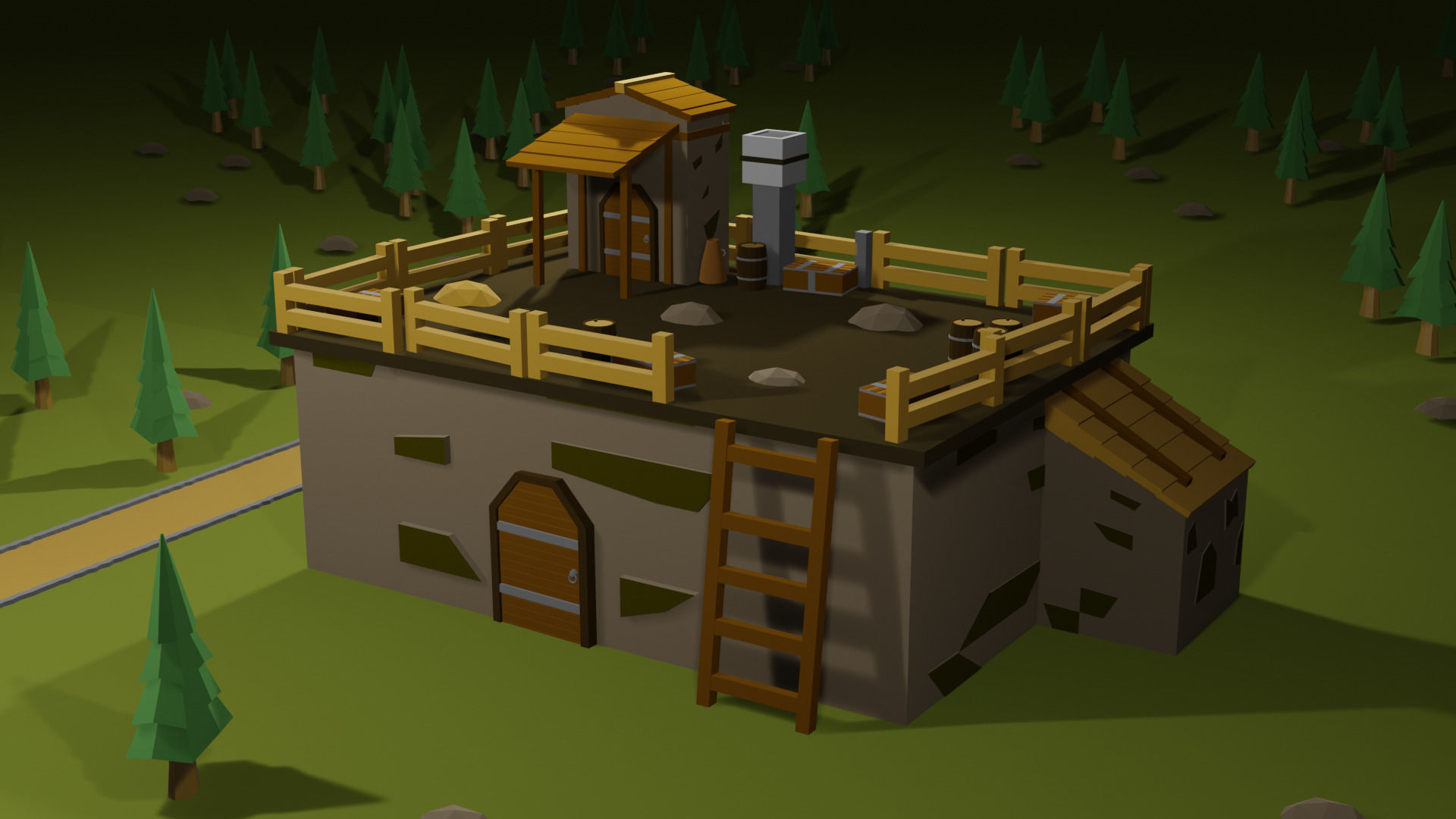 Forest houses Low-poly 3D model_2